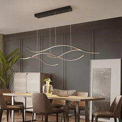 Lámparas salón LED diseño moderno forma ondulada negro comedor