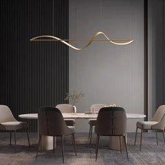 Lampara moderna colgante de diseño en metal con LED regulable en altura para comedor