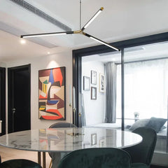 Arañas colgantes modernas LED negro dorado para salón