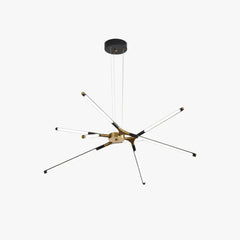 Arañas colgantes modernas LED negro dorado para salón