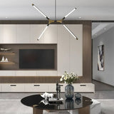 Arañas colgantes modernas LED negro dorado para salón