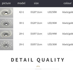 Lámpara de techo sputnik regulable de metal de estilo moderno para salón