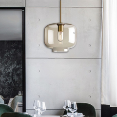 Lámpara Colgante de Vidrio Ahumado LED para Comedor Estilo Industrial