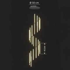 Lampara colgante para escaleras larga LED regulable diseño moderno