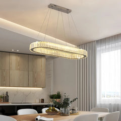 Lámpara colgante ovalada de cristal moderno para comedor