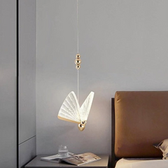Lámpara Colgante Mariposas LED Moderna Dorada para Mesita de Noche