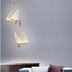 Lámpara Colgante Mariposas LED Moderna Dorada para Mesita de Noche