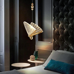 Lámpara Colgante Mariposas LED Moderna Dorada para Mesita de Noche