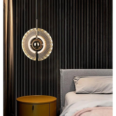 Lámpara Colgante Diseño Moderno Dorado Giratorio para Mesita Noche