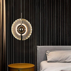 Lámpara colgante diseño moderno dorado giratorio para mesita noche
