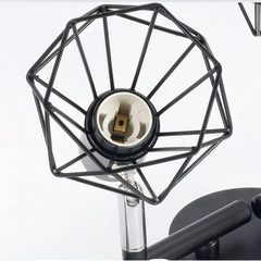 Lámpara de techo 4 luces industrial negra con pantalla jaula ajustable para salón