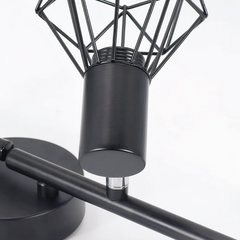 Lámpara de techo 4 luces industrial negra con pantalla jaula ajustable para salón