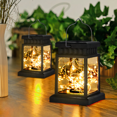 Lámpara solar de exterior portátil impermeable negra para jardín