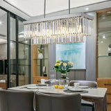 Lámpara araña de cristal diseño elegante rectangular de lujo para comedor