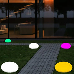 Lampara de jardin led luz solar colorida en forma ovalada