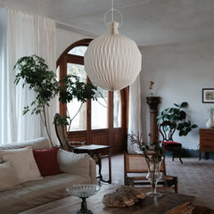 Lámpara colgante blanco diseño creativo esférico de papel para salón