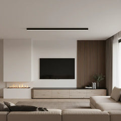 Plafón lineal minimalista regulable de metal negro para salón