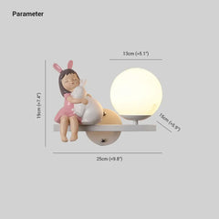 Apliques de luz para dormitorio juvenil diseño en forma de niña