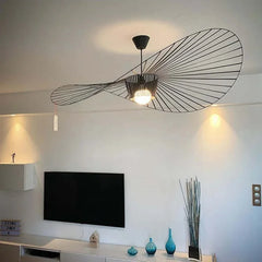 Lampara Colgante de Estilo Nórdico para Sala de Estar Diseño de Sombrero de Paja