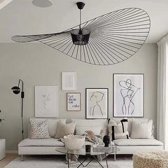 Lampara Colgante de Estilo Nórdico para Sala de Estar Diseño de Sombrero de Paja