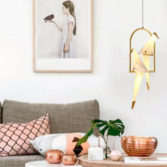 Lampara colgante metal blanco diseño moderno para habitación