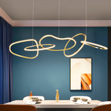 Lámpara Colgante de Diseño LED Moderna Dorada con Aros para Comedor