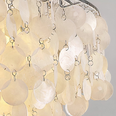 Lámpara Colgante Nácar Blanca LED de Estilo Lujoso Clásico para Salón