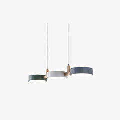 Lámpara colgante de tres luces nórdica LED regulable color Morandi para comedor