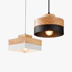 Lampara colgante blanca y madera diseño creativo