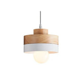 Lampara colgante blanca y madera diseño creativo