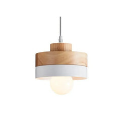 Lampara colgante blanca y madera diseño creativo