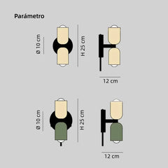 Aplique de pared bidireccional moderno en tono morandi para mesita de noche
