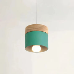 Lámpara colgante nórdica cilíndrica LED color Morandi para comedor