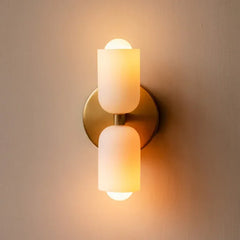 Aplique de pared bidireccional led de vidrio moderno con luz suave para mesita de noche