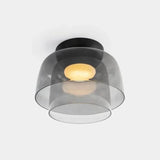 Lámpara de techo de vidrio nórdica multicapa con LED en tonos Morandi para salón