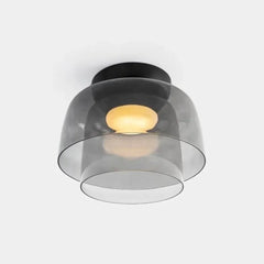 Lámpara de techo de vidrio nórdica multicapa con LED en tonos Morandi para salón