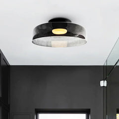 Lámpara de techo de vidrio nórdica multicapa con LED en tonos Morandi para salón