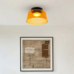 Lámpara de techo de vidrio nórdica multicapa con LED en tonos Morandi para salón