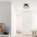 Lámpara de techo de vidrio nórdica multicapa con LED en tonos Morandi para salón