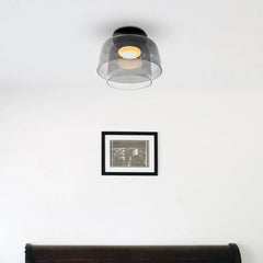 Lámpara de techo de vidrio nórdica multicapa con LED en tonos Morandi para salón