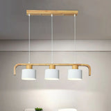 Lampara colgante 3 luces diseño nórdico cilindro madera
