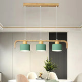 Lampara colgante 3 luces diseño nórdico cilindro madera