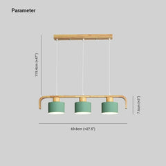 Lampara colgante 3 luces diseño nórdico cilindro madera