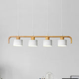 Lampara colgante 3 luces diseño nórdico cilindro madera