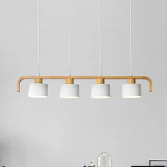 Lampara colgante 3 luces diseño nórdico cilindro madera