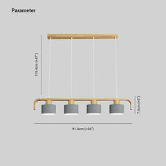Lampara colgante 3 luces diseño nórdico cilindro madera