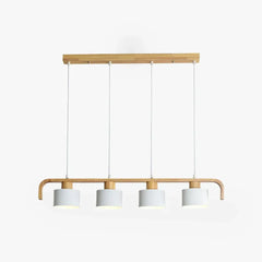 Lampara colgante 3 luces diseño nórdico cilindro madera