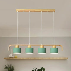 Lampara colgante 3 luces diseño nórdico cilindro madera