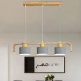 Lampara colgante 3 luces diseño nórdico cilindro madera