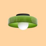 Lámpara de techo LED de vidrio para pasillo, diseño de disco en tono Morandi